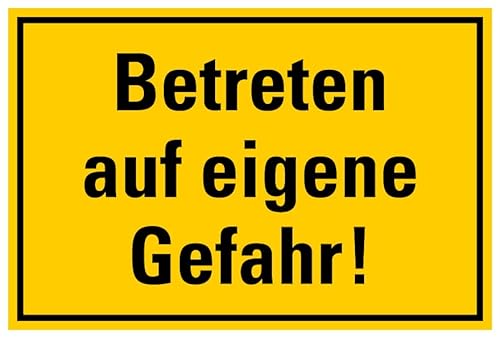 Aufkleber Warnung „Betreten auf eigene Gefahr!“ Hinweis Schild Folie selbstklebend, signalgelb | Größen wählbar Made in Germany, Größe: 40x60cm Aufkleber Warnung „Betreten auf eigene Gefahr!“ Hinweis Schild Folie selbstklebend, signalgelb | Größen wählbar Made in Germany, Größe: 40x60cm von MBS SIGNS