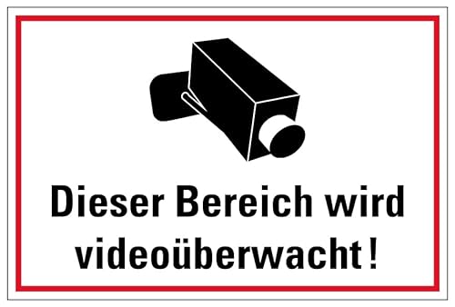 Aufkleber Warnung „Dieser Bereich wird videoüberwacht!“ Hinweis Schild Folie selbstklebend | Größen wählbar Made in Germany, Größe: 40x60cm Aufkleber Warnung „Dieser Bereich wird videoüberwacht!“ Hinweis Schild Folie selbstklebend | Größen wählbar Made in Germany, Größe: 40x60cm von MBS SIGNS