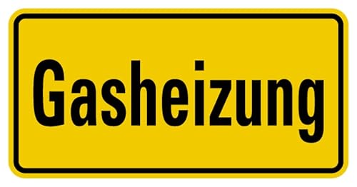 Aufkleber Warnung „Gasheizung“ Hinweis Schild Folie selbstklebend, signalgelb | Größen wählbar Made in Germany, Größe: 5x10cm von MBS SIGNS