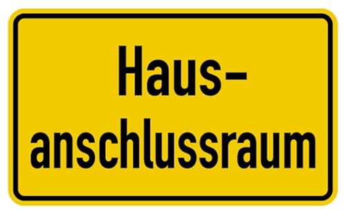 MBS SIGNS Aufkleber Warnschild "Hausanschlussraum" Folie selbstklebend, signalgelb | Made in Germany, Größe: 12x20cm von MBS SIGNS