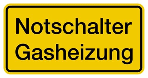 Aufkleber Warnung „Notschalter Gasheizung“ Hinweis Schild Folie selbstklebend, signalgelb | Größen wählbar Made in Germany, Größe: 5x10cm Aufkleber Warnung „Notschalter Gasheizung“ Hinweis Schild Folie selbstklebend, signalgelb | Größen wählbar Made in Germany, Größe: 5x10cm von MBS SIGNS