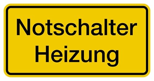 Aufkleber Warnung „Notschalter Heizung“ Hinweis Schild Folie selbstklebend, signalgelb | Größen wählbar Made in Germany, Größe: 10x20cm von MBS SIGNS