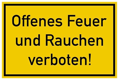 Aufkleber Warnung „Offenes Feuer und Rauchen verboten“ Verbot Schild Folie selbstklebend, signalgelb | Größen wählbar Made in Germany, Größe: 20x30cm von MBS SIGNS