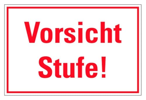 Aufkleber Warnung „Vorsicht Stufe!“ Hinweis Schild Folie selbstklebend | Größen wählbar Made in Germany, Größe: 10x15cm von MBS SIGNS