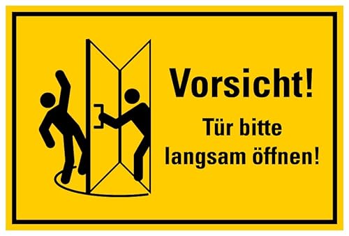 Aufkleber Warnung „Vorsicht! Tür bitte langsam öffnen!“ Hinweis Schild Folie selbstklebend, signalgelb | Größen wählbar Made in Germany, Größe: 40x60cm Aufkleber Warnung „Vorsicht! Tür bitte langsam öffnen!“ Hinweis Schild Folie selbstklebend, signalgelb | Größen wählbar Made in Germany, Größe: 40x60cm von MBS-SIGNS