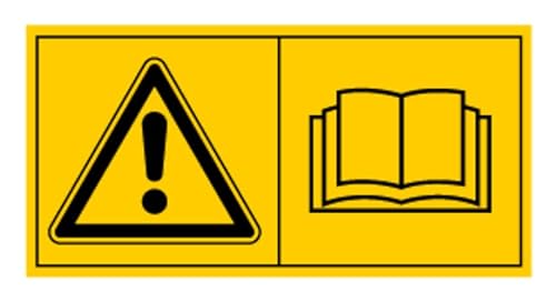 Aufkleber Warnung "Bedienungsanleitung lesen" Warn Schild Folie ähnl. ISO 7010, signalgelb | Größe wählbar Made in Germany, Größe: 10x5 cm von MBS-SIGNS