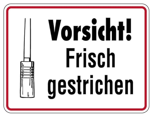 MBS SIGNS Warnschild Aufkleber 'Vorsicht! Frisch gestrichen' | Premium, selbstklebend, UV-beständig, kratzfest, permanent, Made in Germany, Größe: 10x7,5 cm von MBS SIGNS