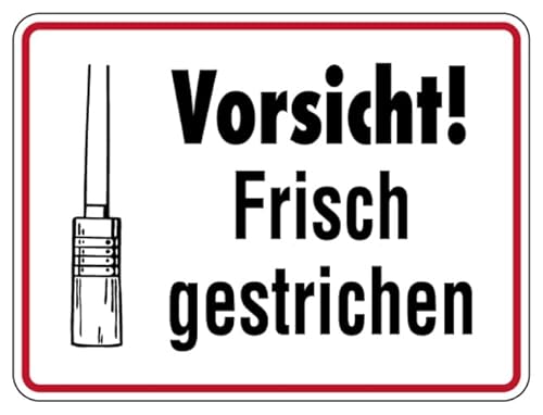 Aufkleber Warnung Hinweis „Vorsicht! Frisch gestrichen“ Warn Schild Folie selbstklebend | Größe wählbar Made in Germany, Größen Name: 20x15 cm von MBS SIGNS