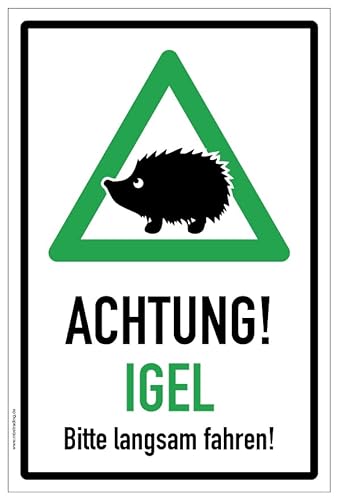 Aufkleber Warnung Hinweis"Achtung Igel!" Schild Folie selbstklebend | Variante wählbar Made in Germany, Größe: Fahren grün | 20x30cm von MBS SIGNS