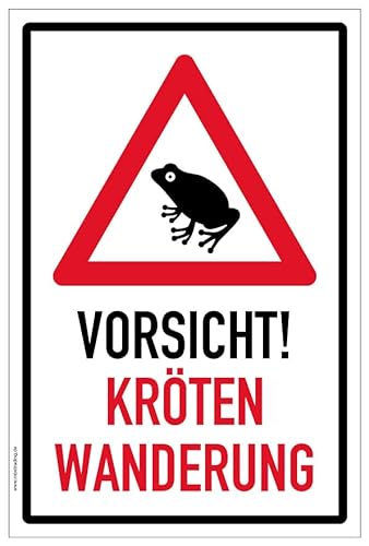 Aufkleber Warnung Hinweis"Vorsicht Krötenwanderung!" Schild Folie selbstklebend | Variante wählbar Made in Germany, Größe: Rot | 20x30cm von MBS SIGNS