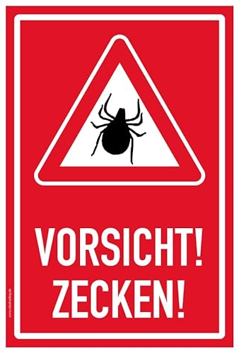 Aufkleber Warnung Hinweis "Vorsicht Zecken!" Schild Folie selbstklebend | Variante wählbar Made in Germany, Größe: Rot | 20x30cm Aufkleber Warnung Hinweis "Vorsicht Zecken!" Schild Folie selbstklebend | Variante wählbar Made in Germany, Größe: Rot | 20x30cm von MBS SIGNS