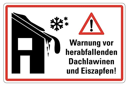 Aufkleber Warnung Hinweis "Vorsicht vor Dachlawinen und Eiszapfen" Schild Folie selbstklebend | 30x20cm Made in Germany von MBS SIGNS