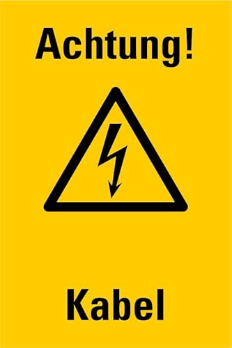 Aufkleber Kombi-Warnzeichen „Achtung! Kabel“ Warnung Hinweis Stromkabel Folie selbstklebend Symbol nach ISO 7010 (W012) | 12 x 20 cm Made in Germany von MBS-SIGNS