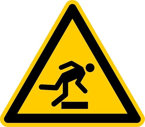 Aufkleber Warnzeichen „Warnung vor Stolpergefahr“ Symbol Folie selbstklebend nach BGV A8 | SL 5-30 cm Made in Germany, Größe: 30 cm von MBS-SIGNS