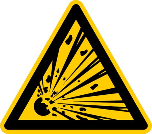 Aufkleber Warnzeichen „Warnung vor explosionsgefährlichen Stoffen“ Folie nach ISO 7010 Gelb/Schwarz (W002) | SL 5-30 cm Made in Germany, Größe: SL 10 cm von MBS-SIGNS