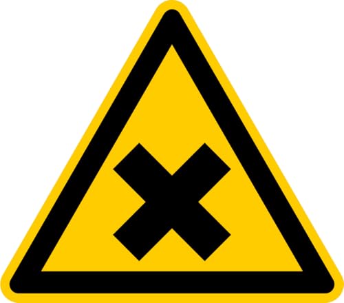 Aufkleber Warnzeichen „Warnung vor gesundheitsschädlichen oder reizenden Stoffen“ Folie BGV A8 (W018) | SL 5-30 cm Made in Germany, Größe: SL: 5 cm von MBS-SIGNS