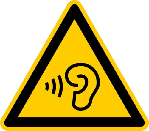 Aufkleber Warnzeichen „Warnung vor hoher Lautstärke“ Folie nach ISO 7010 W087 | SL 5-30 cm Made in Germany, Größe: SL 30 cm von MBS-SIGNS