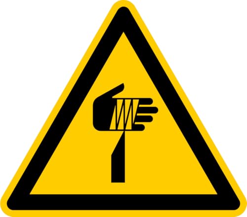 Aufkleber Warnzeichen „Warnung vor spitzem Gegenstand“ Folie nach ISO 7010 W022 | SL 5-30 cm Made in Germany, Größen Name: 20 cm von MBS-SIGNS