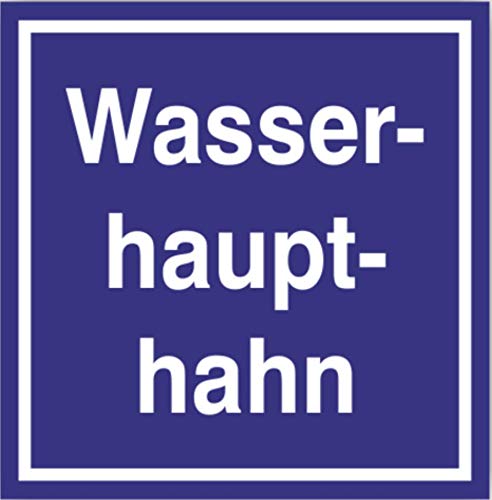 Aufkleber "Wasserhaupthahn" Folie Schild selbstklebend blau/weiß 200x200mm made by MBS-SIGNS in Germany von MBS-SIGNS