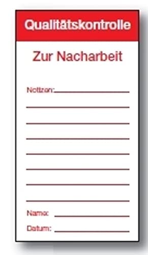 Aufkleber speziell für die Qualitätskontrolle"Zur Nacharbeit" Etikett Folie selbstklebend beschriftbar | 150x80mm Made in Germany, Größe: 100 Stück von MBS-SIGNS