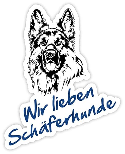 Hunde Sticker Aufkleber "Wir lieben Schäferhunde" Schild Folie selbstklebend | 15x12cm Made in Germany, Größen Name: blau von MBS-SIGNS