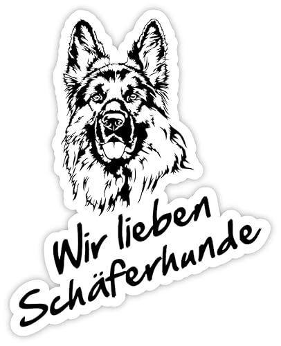 Hunde Sticker Aufkleber "Wir lieben Schäferhunde" Schild Folie selbstklebend | 7,5x6cm Made in Germany, Größen Name: schwarz von MBS-SIGNS