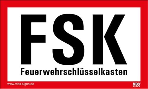 PP-Platte Schlüsselkasten Schlüsseldepot "FSK/FSD" Feuerwehr Hinweis Schild | 100x60mm Variante wählbar, Größen Name: FSK (Text) von MBS-SIGNS