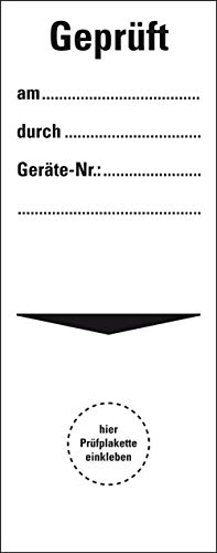 Prüfetikett Plakette"Geprüft am. durch. Geräte-Nr." | Etikett Folie Aufkleber 100x40mm Made in Germany, Größe: 100 Stück von MBS-SIGNS