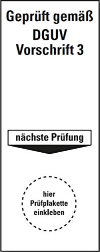 Prüfetikett Plakette"Geprüft gemäß DGUV Vorschrift 3 - nächste Prüfung" | Etikett Folie Aufkleber 100x40mm Made in Germany, Größe: 100 Stück von MBS-SIGNS