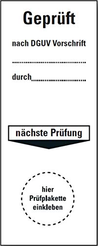 Prüfetikett Plakette"Geprüft nach DGUV Vorschrift durch. nächste Prüfung" | Etikett Folie Aufkleber 100x40mm Made in Germany, Größe: 100 Stück von MBS-SIGNS