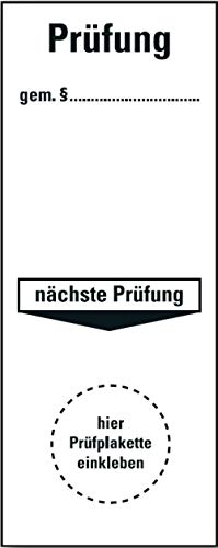 Prüfetikett Plakette"Prüfung gem. §. nächste Prüfung" | Etikett Folie Aufkleber 100x40mm Made in Germany, Größe: 100 Stück von MBS-SIGNS