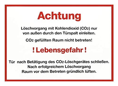 Schild Hinweis Aufkleber CO2 Löschanlage Kohlendioxid Lebensgefahr 135x190mm made by MBS-SIGNS in Germany von MBS-SIGNS