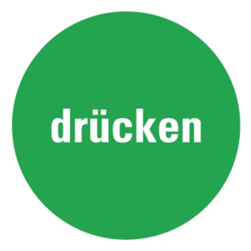 Tür-Aufkleber Hinweis"Drücken Text" Schild Folie selbstklebend grün | Ø5-30cm Made in Germany, Größe: Ø10 cm von MBS-SIGNS