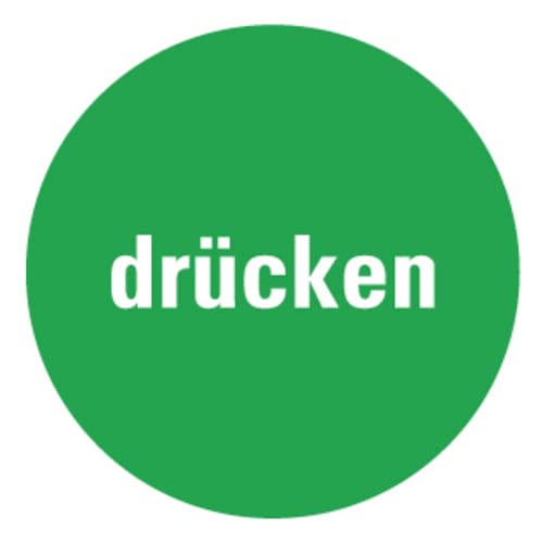 Tür-Aufkleber Hinweis"Drücken Text" Schild Folie selbstklebend grün | Ø5-30cm Made in Germany, Größe: Ø5 cm von MBS-SIGNS