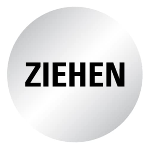 Tür-Aufkleber Hinweis"ZIEHEN" Schild Folie selbstklebend Metallic-Look | Ø5-30cm Made in Germany, Größe: Ø10 cm von MBS-SIGNS
