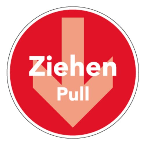 Tür-Aufkleber Symbol "Ziehen/Pull Text" Schild Folie selbstklebend rot | Ø5-30cm Made in Germany, Größe: Ø10 cm von MBS-SIGNS
