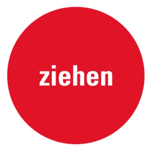 Tür-Aufkleber"Ziehen Text" Schild Folie selbstklebend rot | Ø5-30cm Made in Germany, Größe: Ø20 cm von MBS-SIGNS