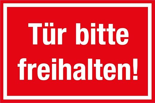 Türaufkleber „Tür bitte freihalten!“ Hinweis Farbiger Hintergrund | Varianten wählbar Made in Germany, Größen Name: Rot | Weiss, Material: 15x10 cm von MBS-SIGNS