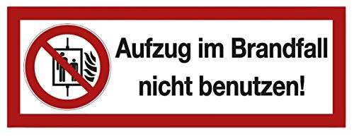 Warnaufkleber Aufzug im Brandfall Nicht benutzen Warnhinweis Schild Folie 21x7,4cm Made in Germany von MBS-SIGNS