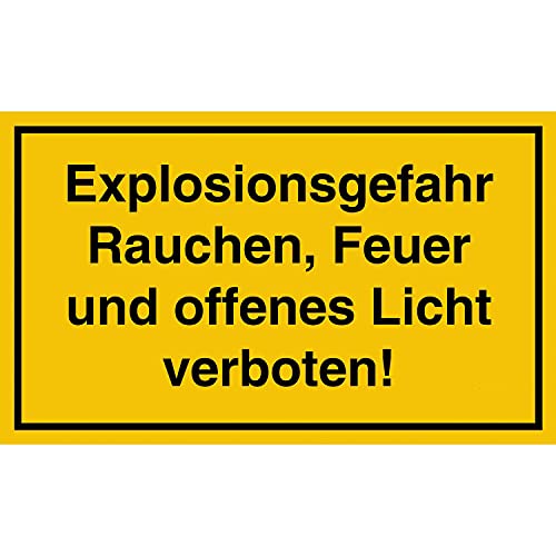 Warnaufkleber Explosionsgefahr Rauchen, Feuer, offenes Licht verboten! Hinweis Schild Folie 250x150mm | signalgelb Made in Germany Warnaufkleber Explosionsgefahr Rauchen, Feuer, offenes Licht verboten! Hinweis Schild Folie 250x150mm | signalgelb Made in Germany von MBS-SIGNS