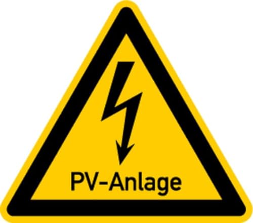Warnaufkleber Photovoltaik „PV Anlage unter Spannung“ Dreieck Schild Folie selbstklebend | SL 5-30cm Made in Germany, Größen Name: 20 cm von MBS-SIGNS