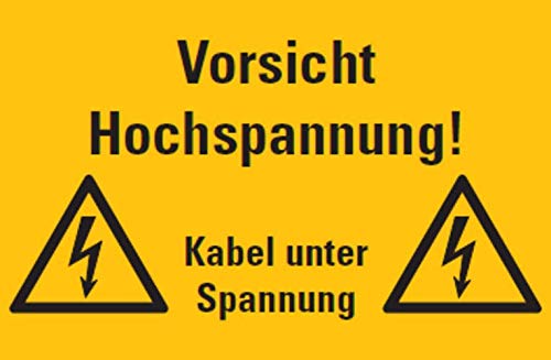 Warnaufkleber Vorsicht Hochspannung! Kabel unter Spannung ISO 7010 Schild Folie 12x20cm, signalgelb Made in Germany by MBS-SIGNS von MBS-SIGNS