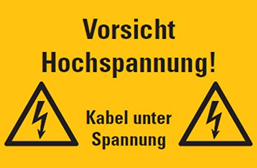 Warnaufkleber "Vorsicht Hochspannung! Kabel unter Spannung" ISO 7010 Schild Folie 20x30cm, signalgelb Made in Germany by MBS-SIGNS von MBS-SIGNS