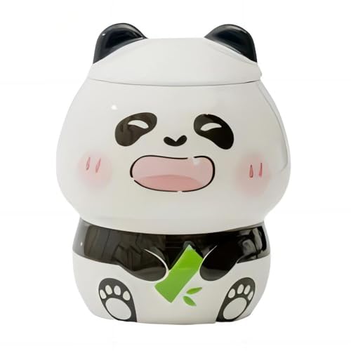 MBSM Kreative Tasse, Panda-Tasse, niedliche Keramik-Kaffeetasse mit 3D-Panda-Deckel, 3D-Panda-Kaffeetasse, Geschenk für Panda-Liebhaber, Kinder, Mädchen, Ehefrau, Mutter (Stil 1) von MBSM