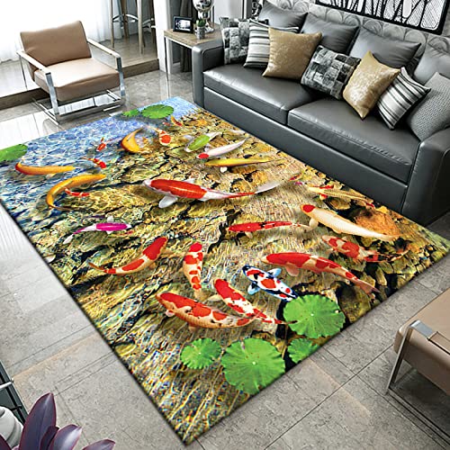 Kurzflor Teppich 3D Teppich Blau Ozean Serie Teppich Matten Home TüR FußMatten rutschfeste FußMatte Delfin Hai Koralle Muster FüR Schlafzimmer Flur Wohnzimmer Boden KüChe Badezimmer Teppich 100x150cm von MBWLKJ