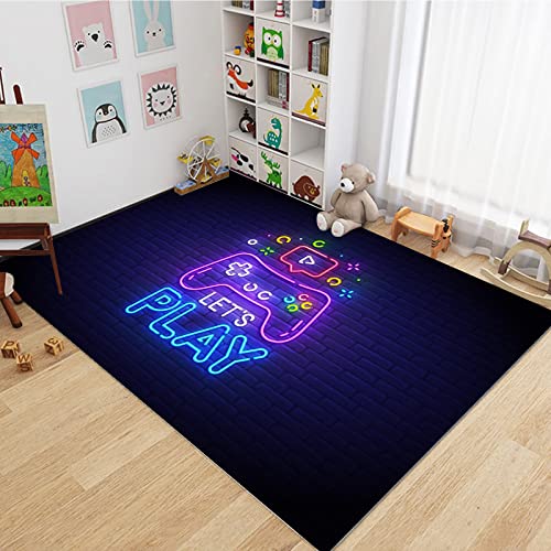 Kurzflor Teppich 3D Teppich Gamepad Teppich Matten Home TüR FußMatten rutschfeste Kinderteppich Spielcontroller Spieler Muster FüR Schlafzimmer Flur Wohnzimmer Boden Teppich （100x150cm） von MBWLKJ