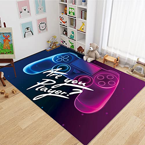 Kurzflor Teppich 3D Teppich Gamepad Teppich Matten Home TüR FußMatten rutschfeste Kinderteppich Spielcontroller Spieler Muster FüR Schlafzimmer Flur Wohnzimmer Boden Teppich （100x150cm） von MBWLKJ