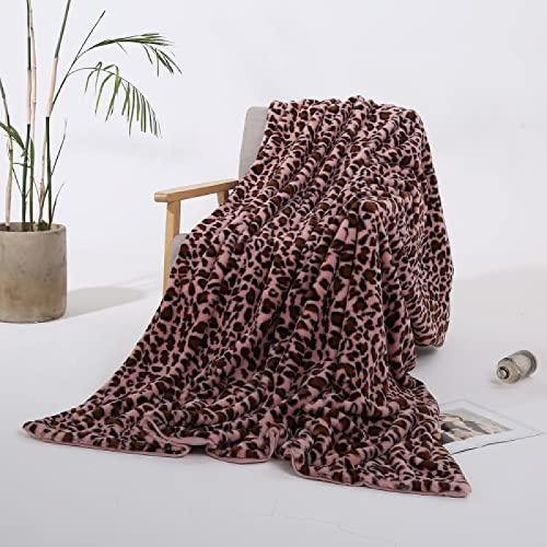 Kuscheldecken Leopard rosa Wohndecken 160x200cm Dicke kuscheldecke warm sofadecken Flauschige Kristallsamt Decke Flanell Bettdecke Schlafdecke Blanket für Erwachsene Kinder Babys von MBWLKJ