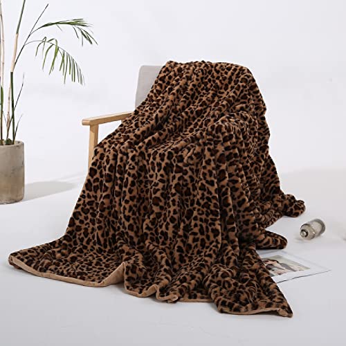 Kuscheldecken Leoparden Kaffee Wohndecken 130x150cm Dicke kuscheldecke warm sofadecken Flauschige Kristallsamt Decke Flanell Bettdecke Schlafdecke Blanket für Erwachsene Kinder Babys von MBWLKJ
