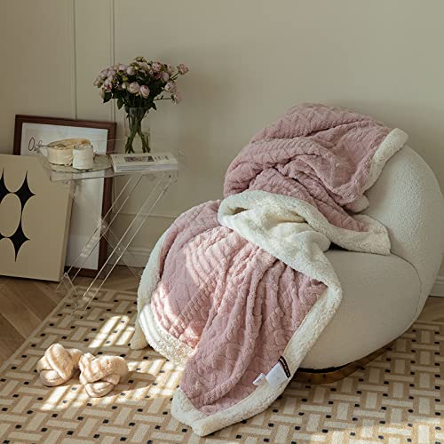 MBWLKJ Rosa Kuscheldecke 150x200 Flauschige Decke Doppelte Schicht Dickes Lässig Sherpa Decke Zweiseitige Wohndecke Dicke Sofadecke Couchdecke weiche Fleecedecke Sofaüberwurf Tagesdecke für Bett/Sofa von MBWLKJ